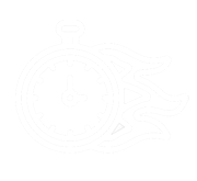 fast response icon on white a little clock with flames coming from it